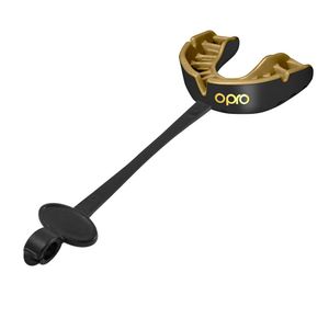 Opro hervir y Bite Oro – Protector bucal + Correa Protector Bucal para Contacto con fútbol y hockey Sport