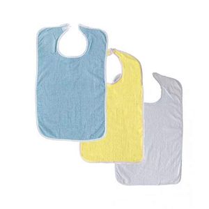 6 Terry Babero con cierre de velcro de adultos (Azul, Amarillo, Blanco)