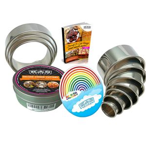 K&S - Juego de 11 cortadores de galletas redondos para galletas y galletas, con forma de círculo graduado, para donuts y conos, resistentes y comercia