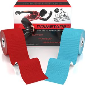 Cinta de kinesiología para levantamiento nórdico (2 unidades) PrimeTape – Cinta deportiva profesional para rodilla, espinillas, hombros y músculos – 2