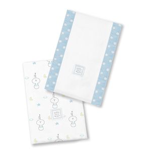SwaddleDesigns bebé Burpies, Set de 2 Paños para bebés de algodón, color azul pastel Spaceman