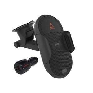 Adonit Cargador de coche inalámbrico con sujeción automática + adaptador QC3.0 de carga rápida de 10 W, certificado Qi, iPhone X/iPhone 8/Plus/Samsung
